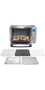 Hamilton Beach 6-in-1 Sure Crisp Air Fryer Toaster Oven Combo & Electric Indoor Grill, 450 F Searing Temp, Bake, Broil, Toast and Pizza Function, .88 cu. ft., 6 Slice Capacity, Stainless Steel (31395)