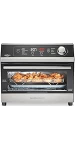 Hamilton Beach 6-in-1 Sure Crisp Air Fryer Toaster Oven Combo & Electric Indoor Grill, 450 F Searing Temp, Bake, Broil, Toast and Pizza Function, .88 cu. ft., 6 Slice Capacity, Stainless Steel (31395)