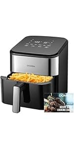 3 Qt Compact Air Fryer with Non-Stick Basket and Rack, User Friendly Simple Touchscreen, Cook in Simple Steps, Low-Oil Cooking Small Air Fryer, Space Saving Cooker