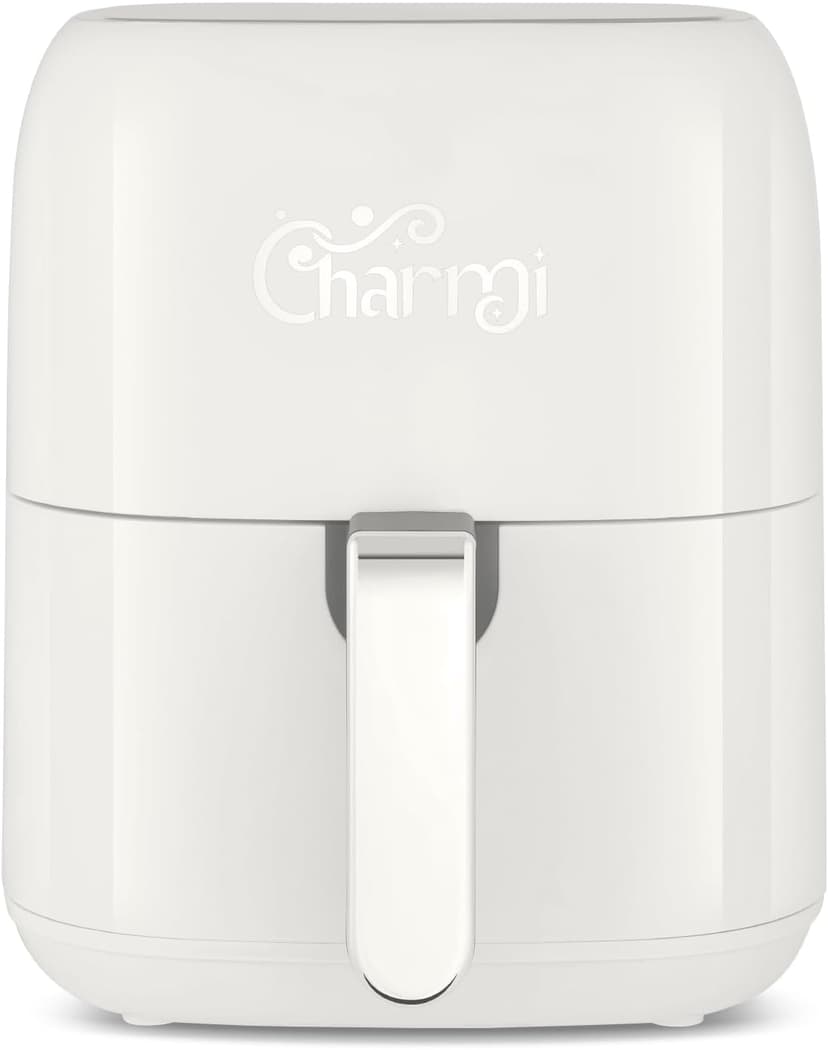 Charmi Large 5QT Air Fryer, Stylish Retro Design, Beautiful Vintage Inspired, Digital Touchscreen, 8-in-1 Cooking Presets, Dishwasher Safe, Nonstick Basket (Lunar White)