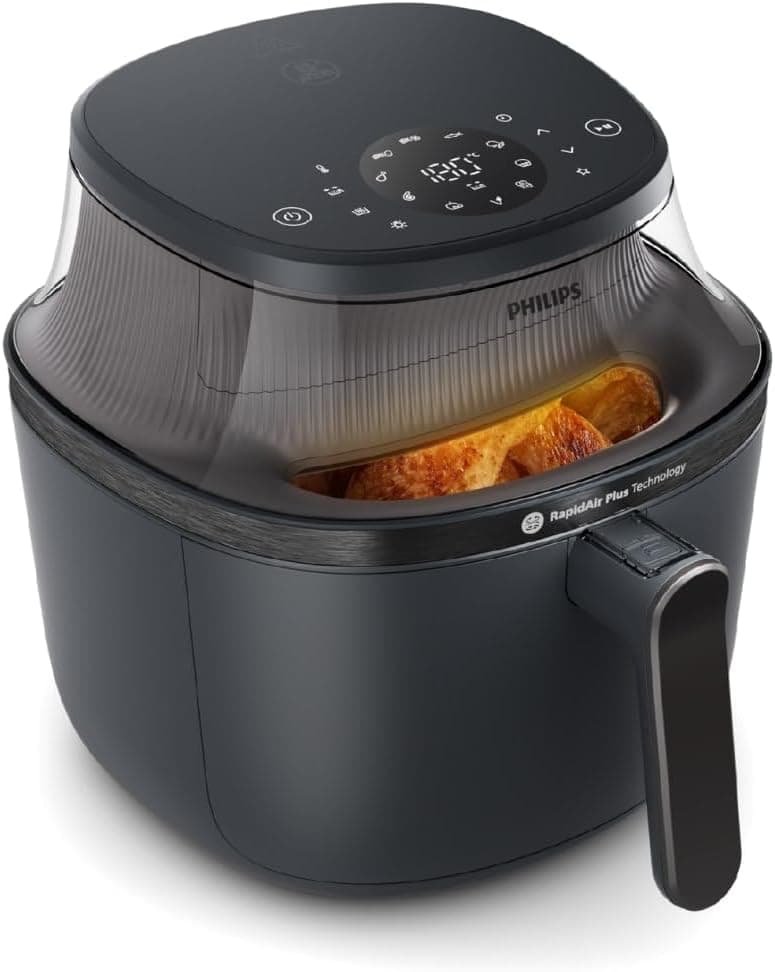 Philips Airfryer 3000 Series 6.5qt, Cooking Window, 16-in-1 Airfryer, RapidAir Plus Technology, Fat Removal, HomeID Recipe App, Easy to Clean (NA330/00)