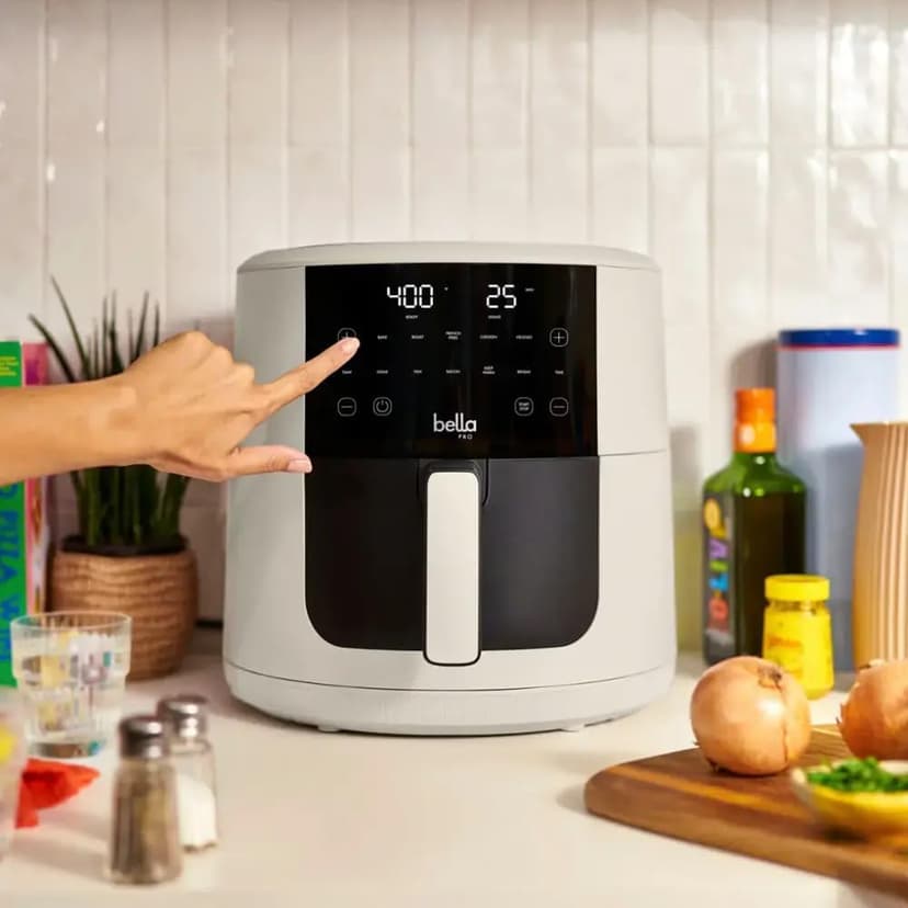 Bella-Pro SmartCrisp 8-Quart Air Fryer, Digital Touchscreen, Nonstick Ceramic Coating, 6 Cooking Presets, 1700W Power, Oil-Free Cooking, Family-Sized Capacity, Dishwasher-Safe, Oatmilk