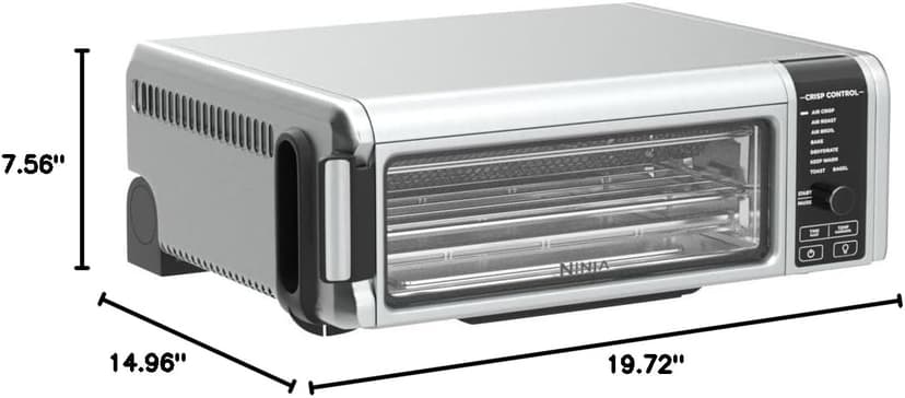 Ninja SP101 Digital Air Fry Countertop Oven with 8-in-1 Functionality, Flip Up & Away Capability for Storage Space, with Air Fry Basket, Wire Rack & Crumb Tray, Silver