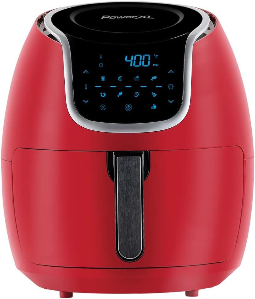 PowerXL Air Fryer Vortex - Multi Cooker with Roast, Bake, Food Dehydrator, Reheat Non Stick Coated Basket, Cookbook (7 QT, Red)