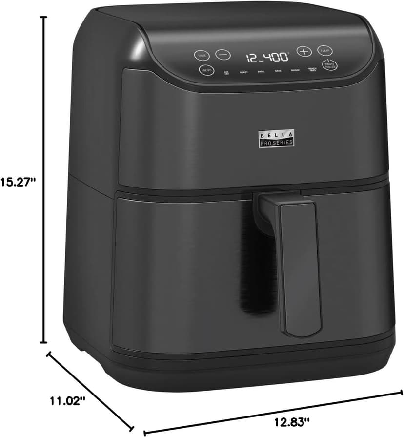 Bella Pro Series 6qt Digital Air Fryer with Stainless Finish Black Stainless Steel