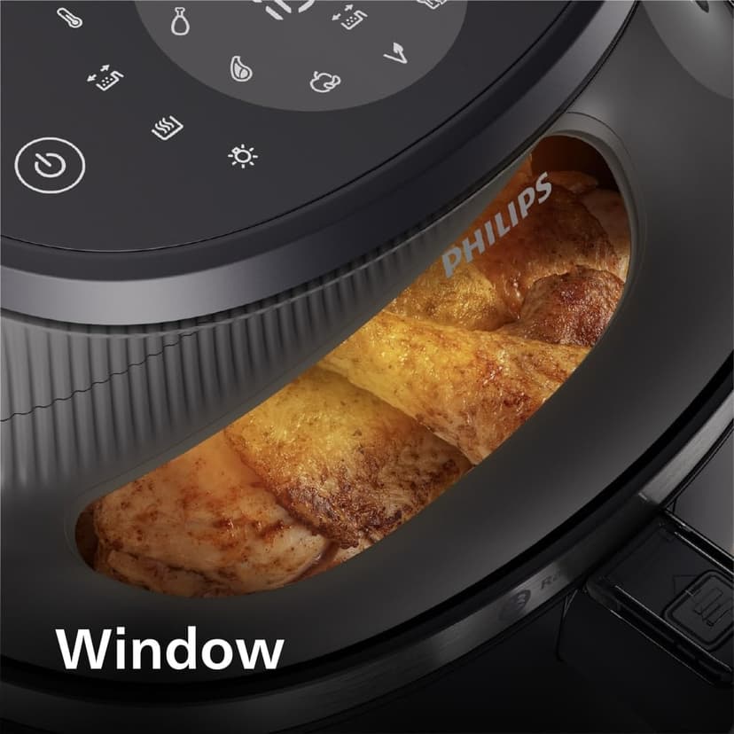 Philips Airfryer 3000 Series 6.5qt, Cooking Window, 16-in-1 Airfryer, RapidAir Plus Technology, Fat Removal, HomeID Recipe App, Easy to Clean (NA330/00)