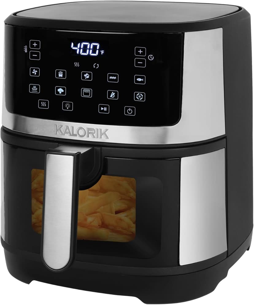 Kalorik 5 Quart Touchscreen Air Fryer with Window, Stainless Steel (FT 52328 SS)