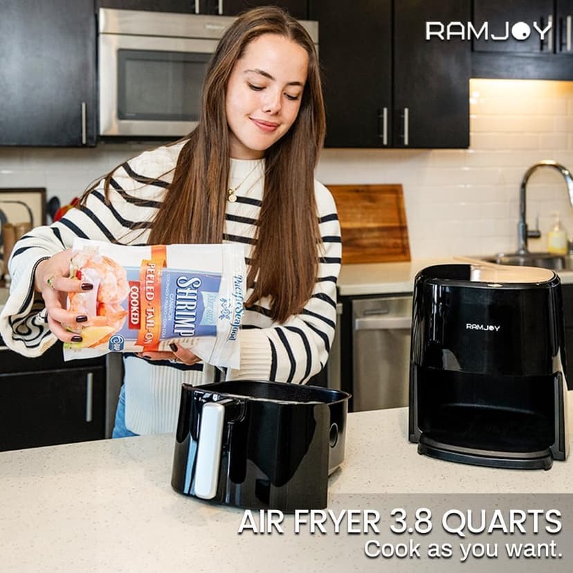 Air Fryer 3.8 Quarts for 1-2 people, 8-in-1 Functions, Air Fry, Roast, Bake, Broil, Preheat, Shake, Digital Small Air Fryer, Nonstick Dishwasher-Safe Basket, Compact Air Fryers, Black