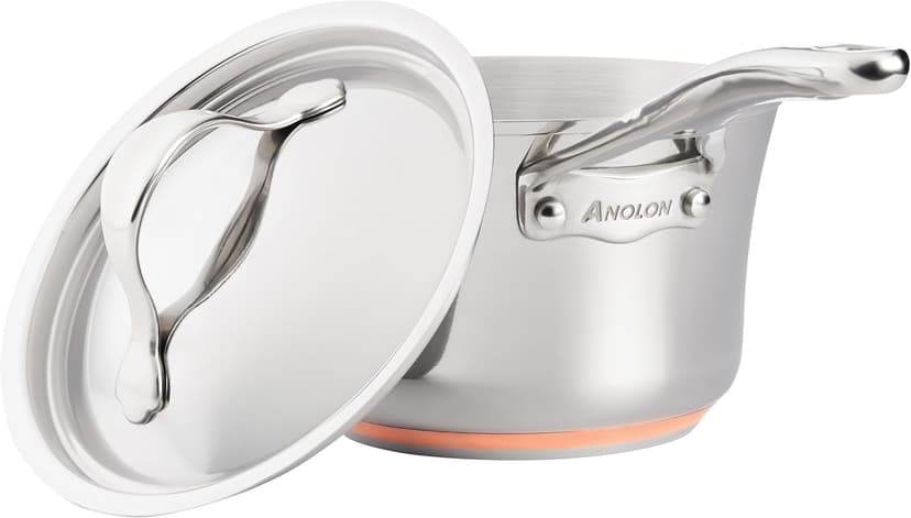 Anolon Nouvelle Stainless Steel Cookware Pots and Pans Set, 10 Piece