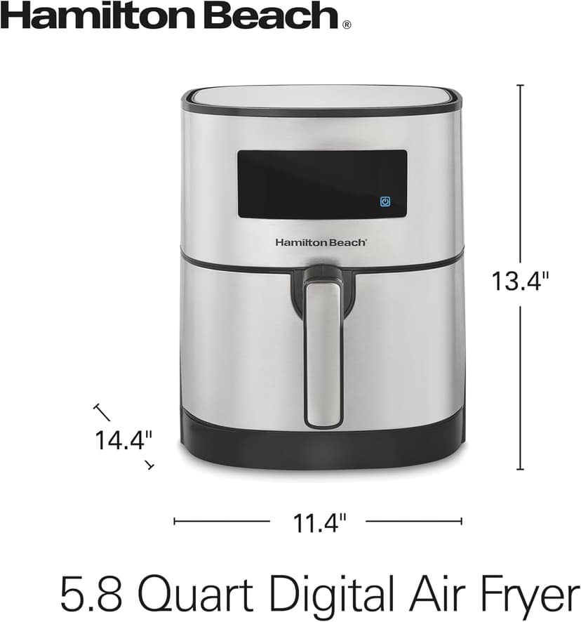 Hamilton Beach 5.8 Quart Digital Air Fryer Oven with 8 Presets, Easy to Clean Nonstick Basket, Black (35075)