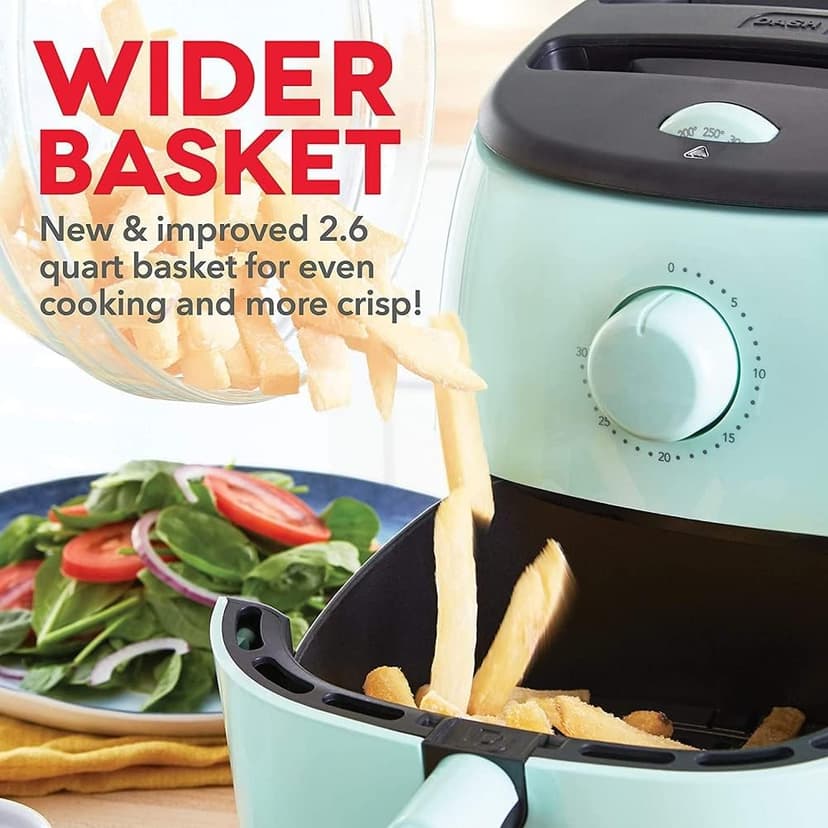DASH Tasti-Crisp™ Electric Air Fryer Oven, 2.6 Qt., Aqua – Compact Air Fryer for Healthier Food in Minutes, Ideal for Small Spaces - Auto Shut Off, Analog, 1000-Watt