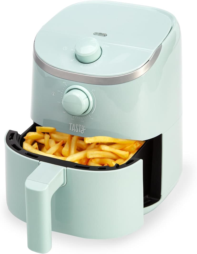 Personal Air Fryer, Healthier Meals in Minutes, Adjustable Temp Control up to 400°F, Easy-to-Use Design, Nonstick Basket and Tray Made without PFAS, PFOA, PFOS & PTFE, 900 Watts, 2-Quart, Aqua