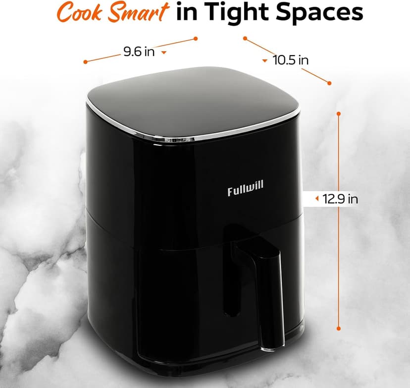 Fullwill Air Fryer with Viewing Window 6QT,5-in-1 Multi-Function(Air Fry,Roast,Bake,Reheat,Dehydrate) plus 7 One-Touch Presets for Wings,Fries,Steak and More,85% Less Oil Cooking for Families