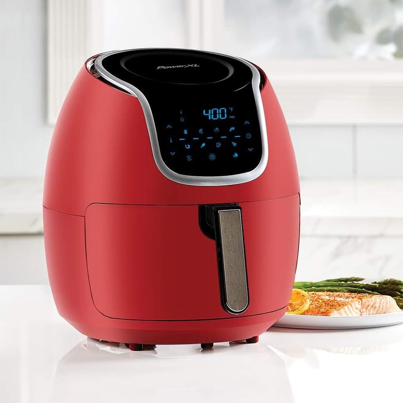 PowerXL Air Fryer Vortex - Multi Cooker with Roast, Bake, Food Dehydrator, Reheat Non Stick Coated Basket, Cookbook (7 QT, Red)