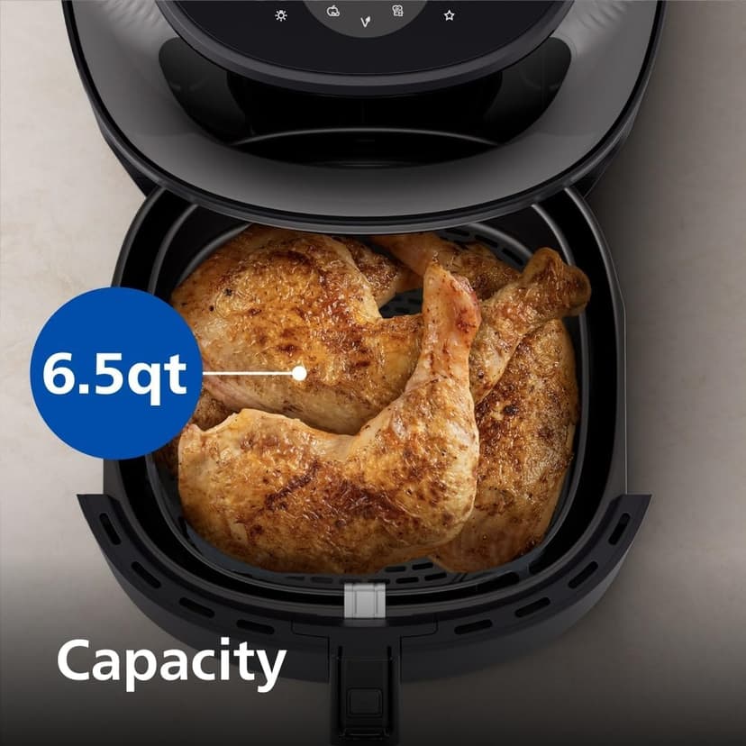 Philips Airfryer 3000 Series 6.5qt, Cooking Window, 16-in-1 Airfryer, RapidAir Plus Technology, Fat Removal, HomeID Recipe App, Easy to Clean (NA330/00)