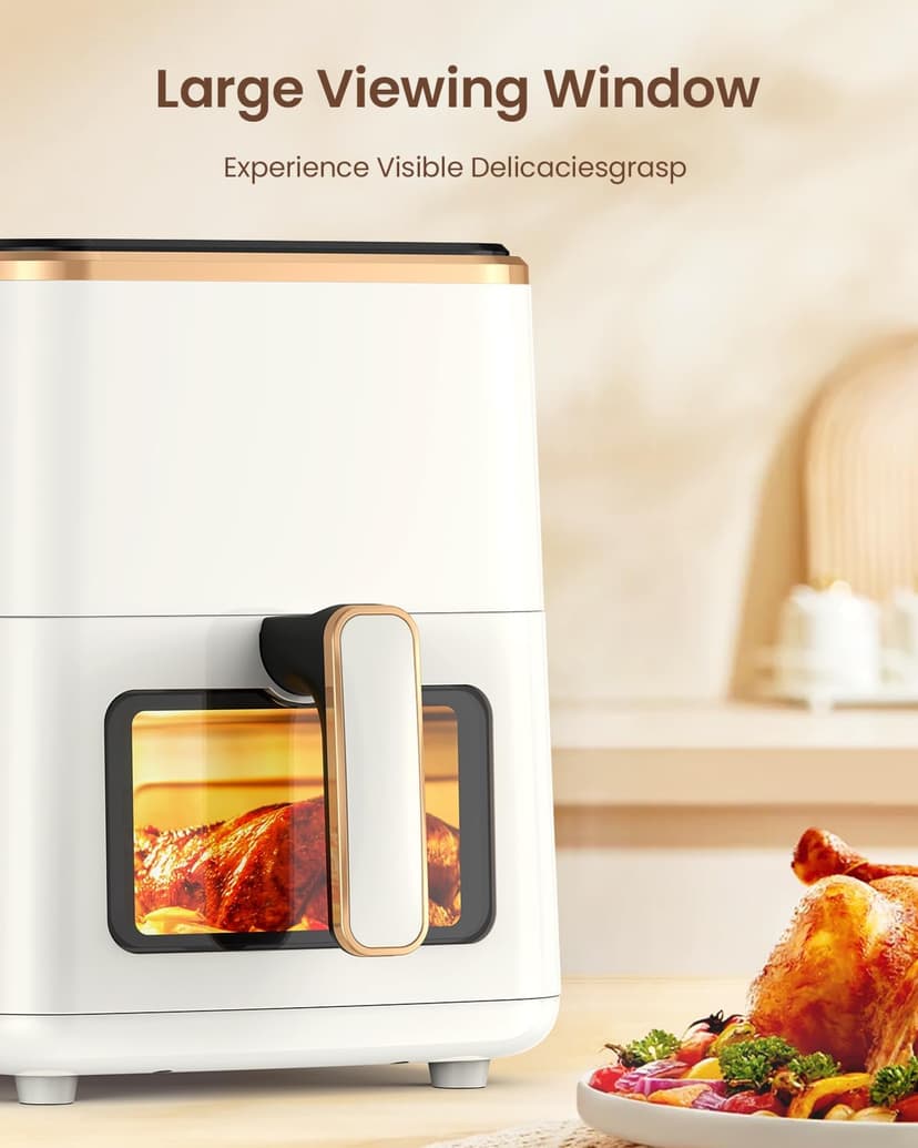 VEWIOR Air Fryer, 5.3Qt Airfryer with Viewing Window, 7 Custom Presets Large Oven with Smart Digital Touchscreen,Non-stick and Dishwasher-Safe Basket