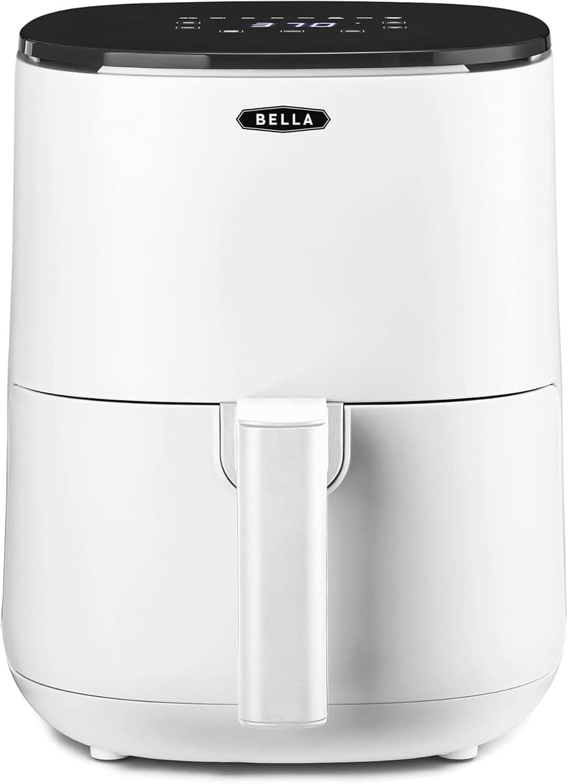 BELLA 3 Qt Touchscreen Air Fryer Oven and 5-in-1 Multicooker with Removable NonstickDishwasher Safe Crisping Tray and Basket, 1400 Watt Heating System, Matte White