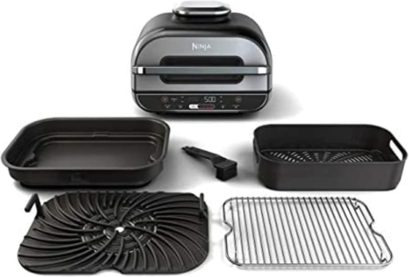 Ninja Foodi 5 In 1 Indoor Grill and Air Fryer with Surround Searing, Removable Grill Gate, Crisper Basket, Cooking Pot, and Smoke Control System