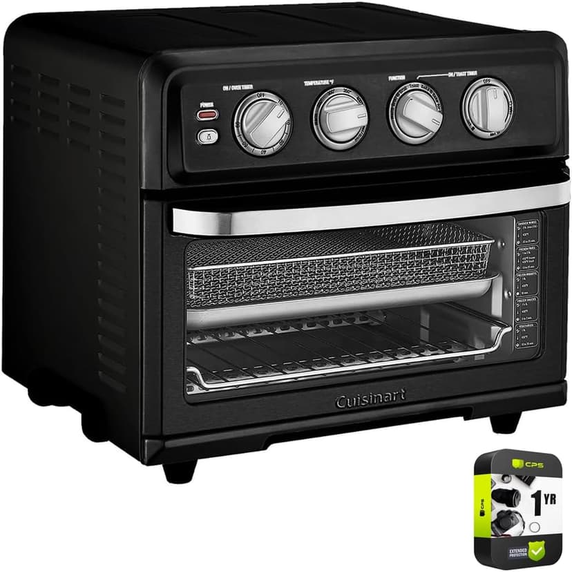 Cuisinart TOA-70MB AirFryer Toaster Oven with Grill, Matte Black Bundle with 1 YR CPS Enhanced Protection Pack