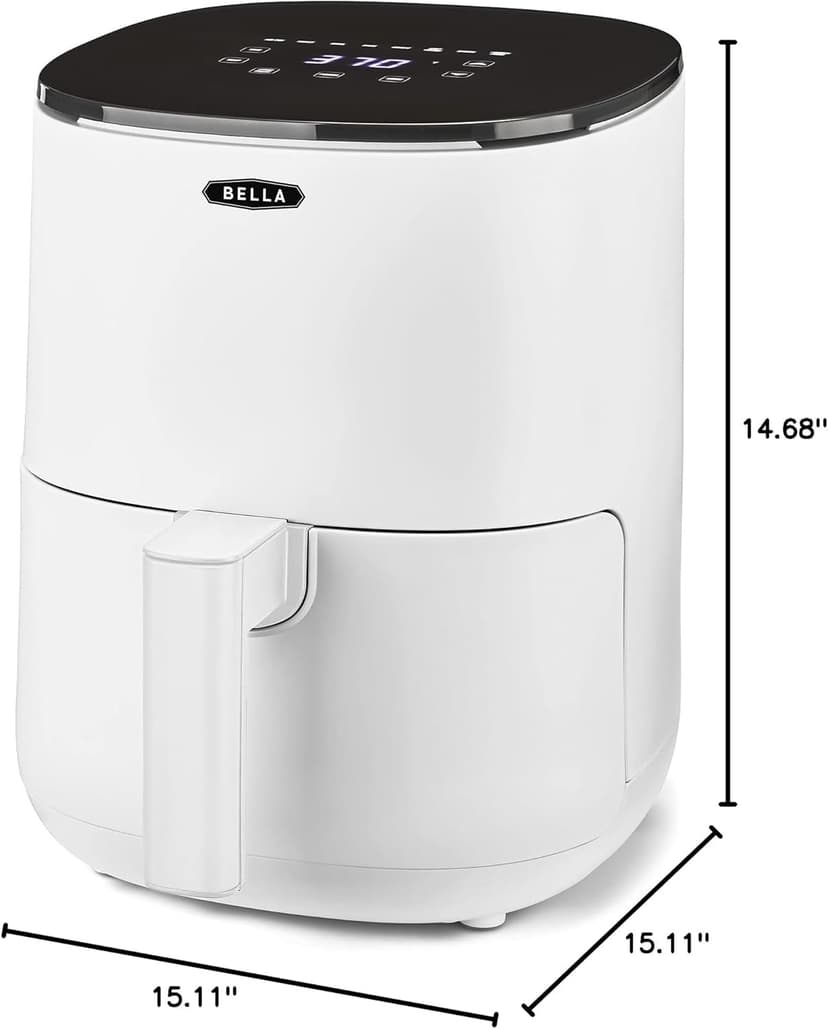 BELLA 3 Qt Touchscreen Air Fryer Oven and 5-in-1 Multicooker with Removable NonstickDishwasher Safe Crisping Tray and Basket, 1400 Watt Heating System, Matte White