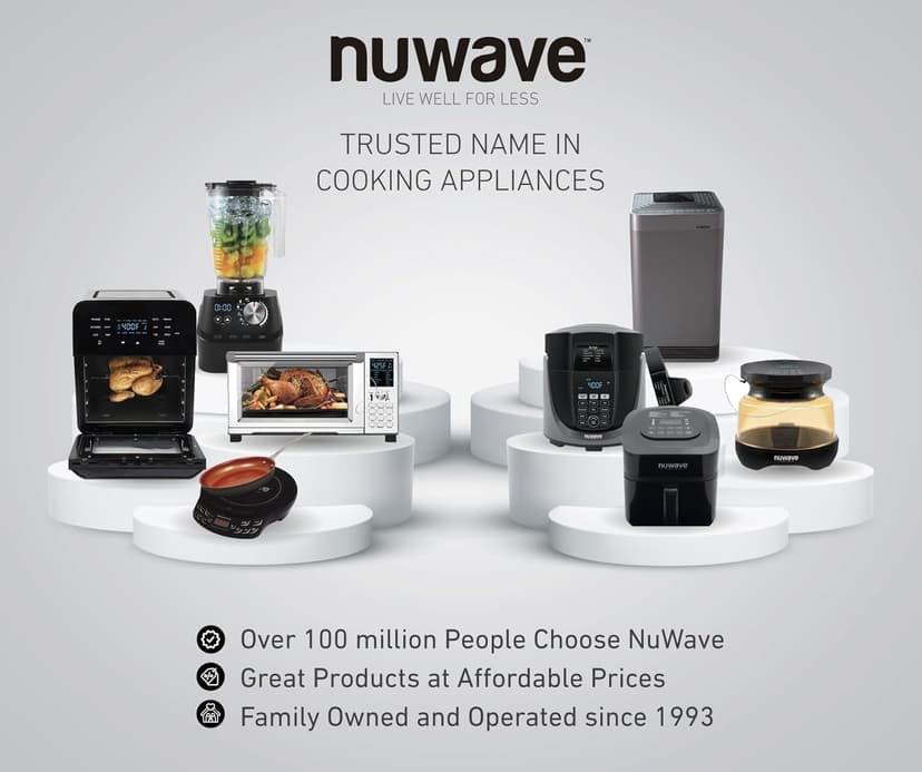 NUWAVE Brio 3-Quart Digital Air Fryer One-Touch Digital Controls, 6 Easy Presets, Precise Temperature Control, Recipe Book, Wattage Control, Preheat and Reheat
