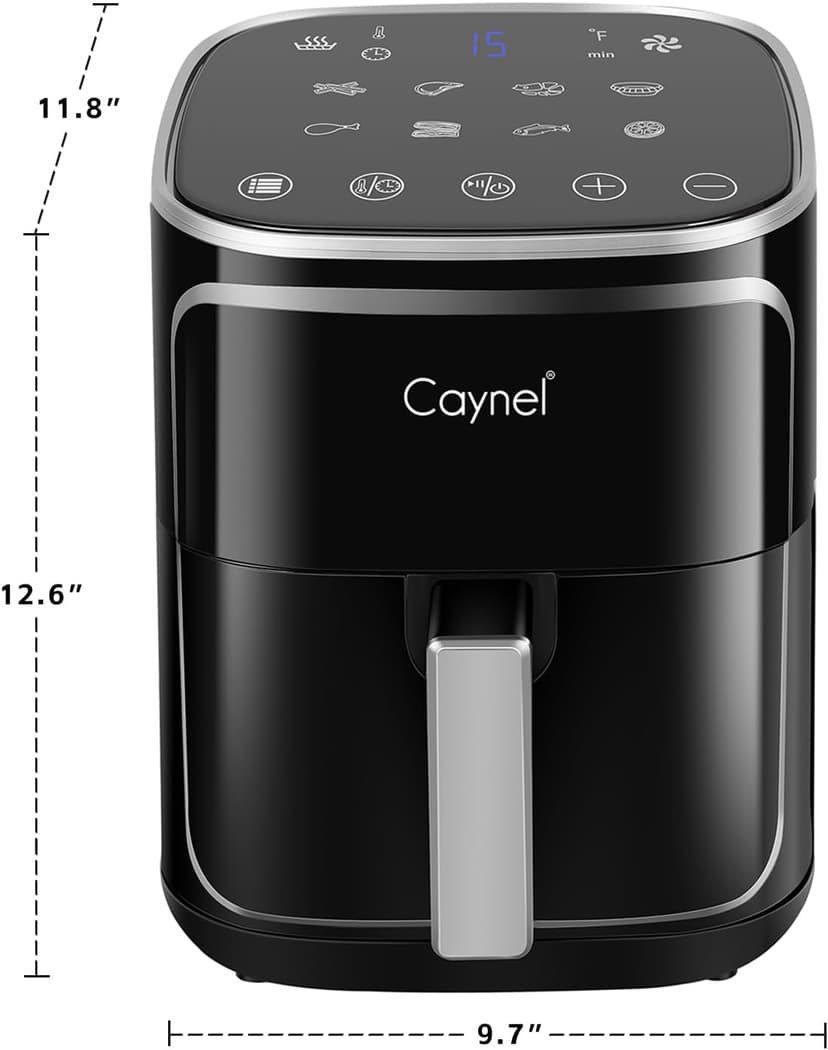 CAYNEL Air Fryer Oven Oil Free Nonstick Cooker with 8 Cook Presets, Detachable Double Basket - 5QT(Black) (Digital)