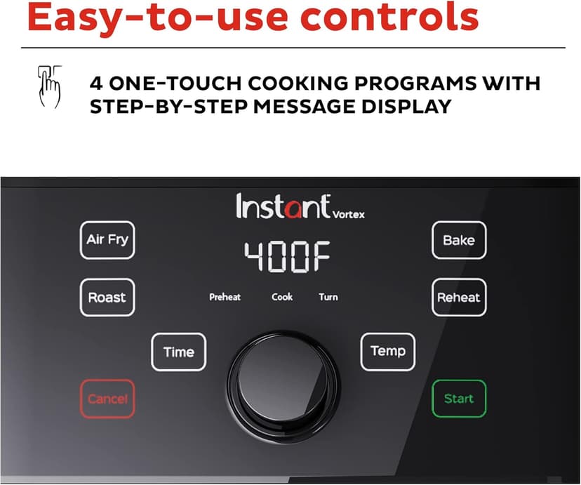 Instant Pot Vortex 5.7QT Air Fryer With Accessories, Custom Smart Cooking Programs, 4-in-1 Functions that Crisps, Roasts, Bakes and Reheats, 100+ In-App Recipes, from the Makers of Instant Pot, Black