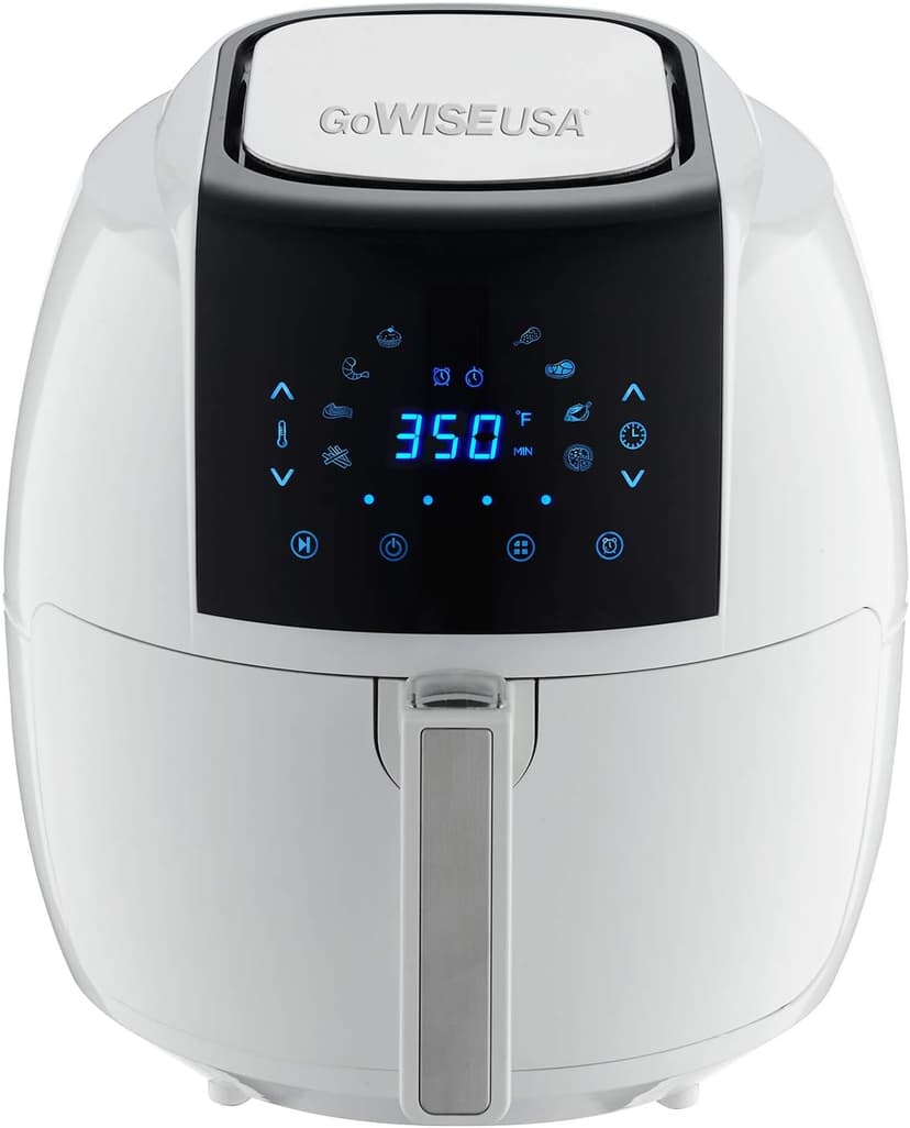 GoWISE USA XL 8-in-1 Digital Air Fryer with Recipe Book, 5.8-Qt, 1700 Watts, White