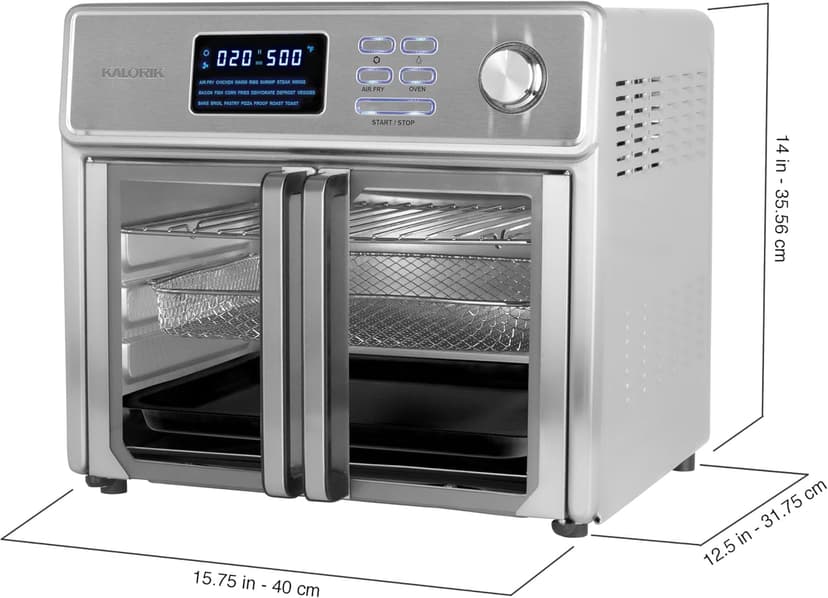 Kalorik MAXX® Digital Air Fryer Oven, 26 Quart, 10-in-1 Countertop Toaster Oven & Air Fryer Combo-21 Presets up to 500 degrees, Includes 9 Accessories & Cookbook