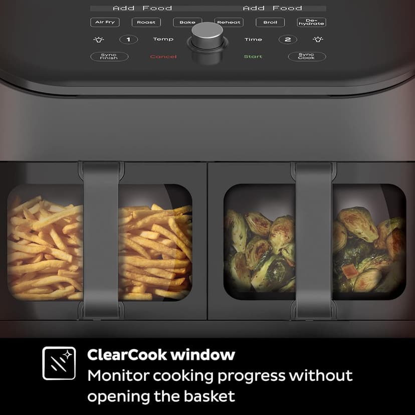 Instant Pot Vortex Plus XL 8QT ClearCook Air Fryer, Clear Windows, Custom Programming, 8-in-1 Functions that Crisps, Broils, Roasts, Dehydrates, Bakes, Reheats, from the Makers of Instant Pot, Black