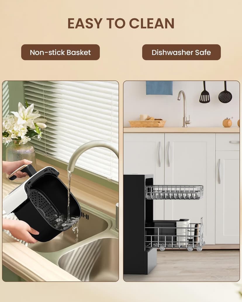 VEWIOR Air Fryer, 5.3Qt Airfryer with Viewing Window, 7 Custom Presets Large Oven with Smart Digital Touchscreen,Non-stick and Dishwasher-Safe Basket