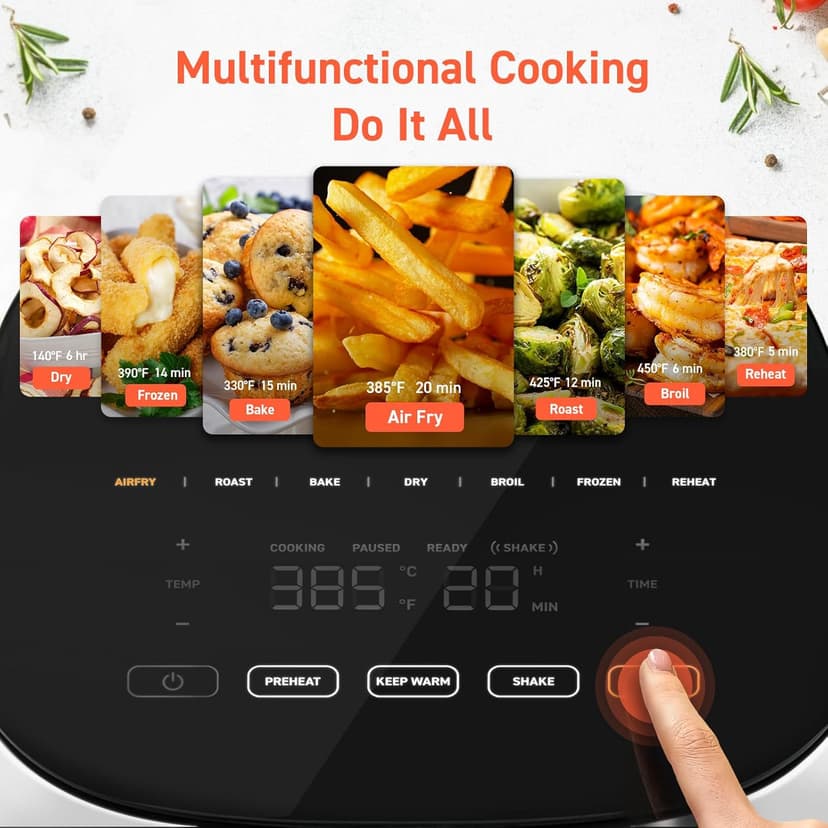 COSORI Air Fryer Pro LE 5-Qt Airfryer, With 20PCS paper liners, 10 Functions that Dry, Bake, Roast &Preheat, Shake Reminder, Up to 450℉, 85% Oil less, Compact, 130+ Recipes, Dishwasher Safe, White