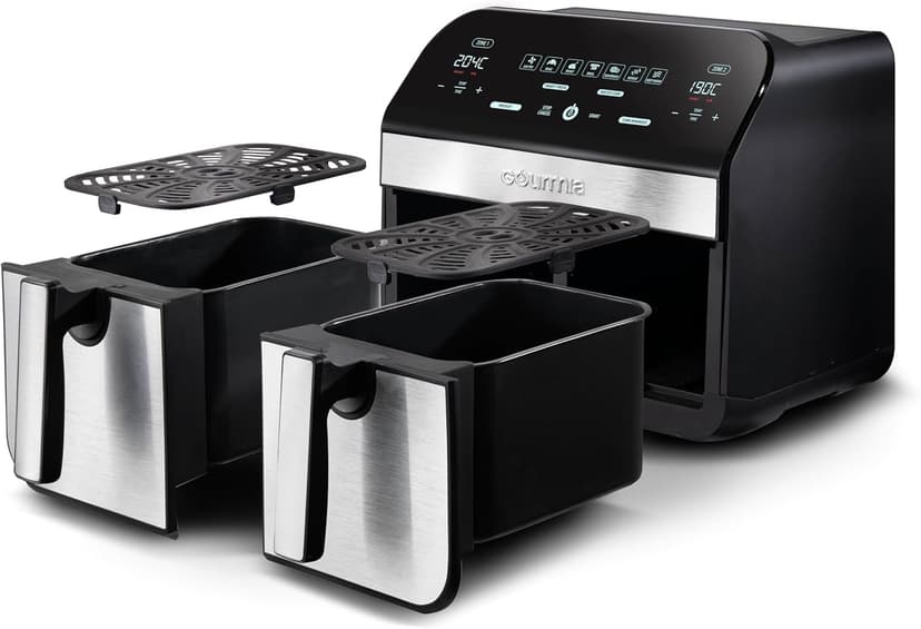 Gourmia 10-Quart/9.4 Liter Capacity Dual Basket Digital Air Fryer, with Smart Finish & 7 Cooking Functions