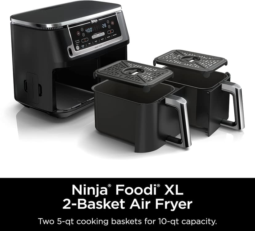 Ninja Air Fryer, Thermometer, Roast, Bake, Air Fry, Crisps, Broil, Reheats, Keep Warm, 6-in-1, Fries, Frozen Food, Veggies, and Meat, Quick Meals, Healthy Meals, Less Oil, 10 QT, Grey, DZ550​