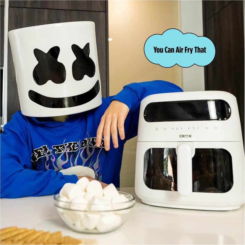 CRUX x Marshmello 8.0 QT Digital Air Fryer with TurboCrisp Technology, Touch Screen Temperature Control, Timer and Auto Shut-off, Fully Programmable, White