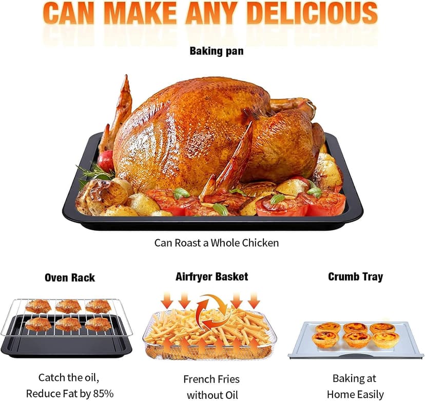 Air Fryer, Geek Chef Convection Air Fryer Toaster Oven, 4 Slice Toaster Airfryer Countertop Oven, Electric Hot Oven Oilless Cooker, Accessories, ETL Listed, 16QT