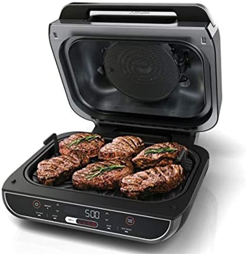 Ninja Foodi 5 In 1 Indoor Grill and Air Fryer with Surround Searing, Removable Grill Gate, Crisper Basket, Cooking Pot, and Smoke Control System