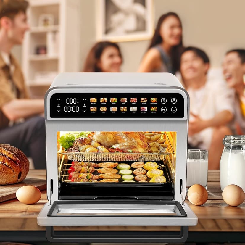 SEEDEEM 32-Quart Large Air Fryer Oven, 14-in-1 Digital Toaster Oven with Touchscreen, Family Size Countertop Convection Oven for Air Fry, Bake, Roast, Dehydrate, Reheat & More