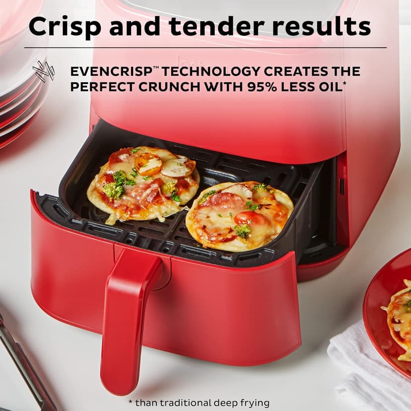 Instant Pot Vortex 2QT Mini Air Fryer, Small Air fryer that Crisps,Reheats,Bakes,Roasts for Quick Easy Meals,Includes over 100 In-App Recipes, is Dishwasher-Safe, from the Makers of Instant Pot, Red