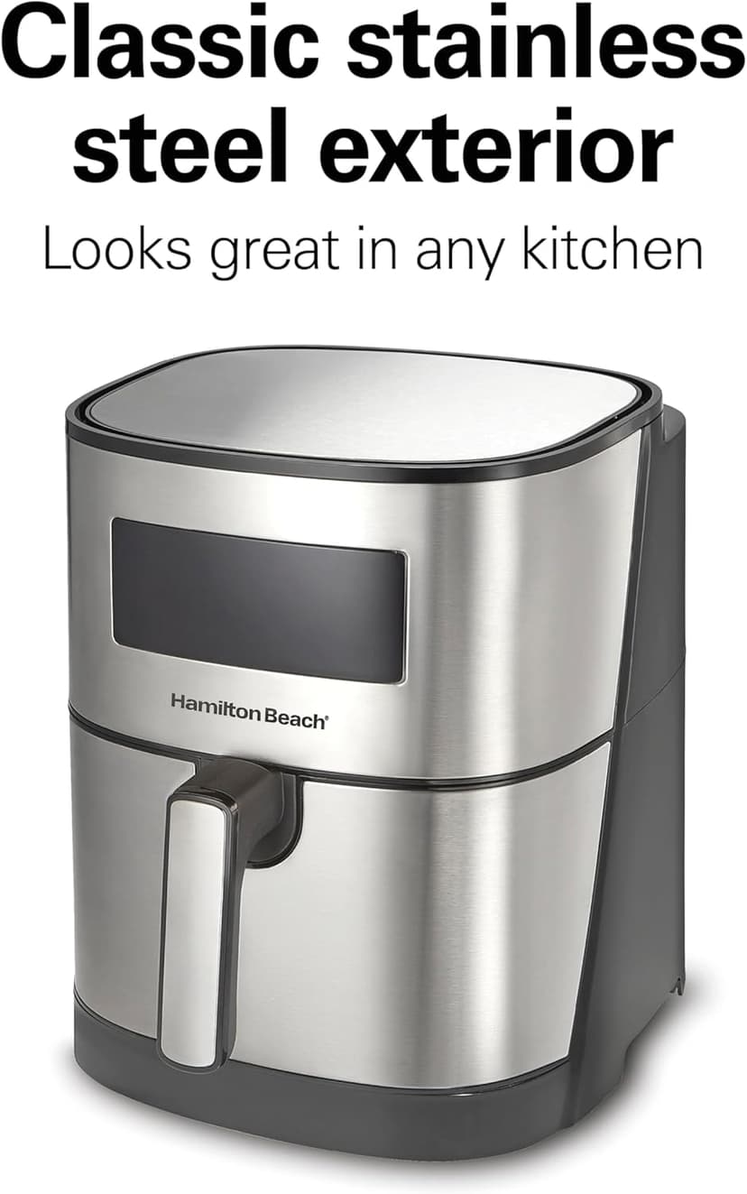 Hamilton Beach 5.8 Quart Digital Air Fryer Oven with 8 Presets, Easy to Clean Nonstick Basket, Black (35075)