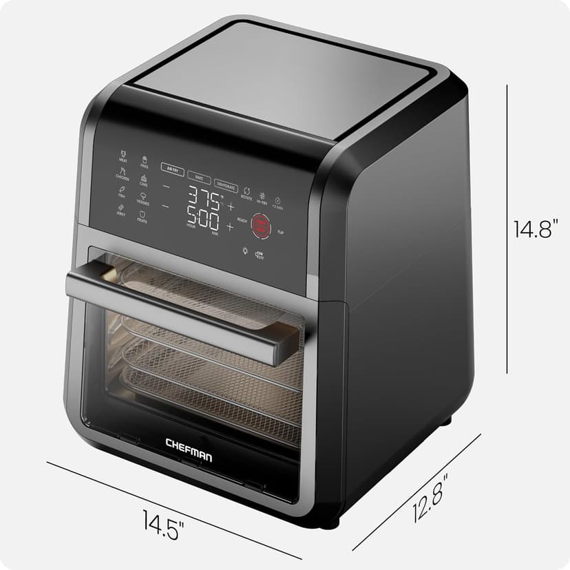 Chefman 12-Quart 6-in-1 Air Fryer Oven with Digital Timer, Touchscreen, and 12 Presets - Family Size Countertop Convection Oven, Dishwasher-Safe Parts