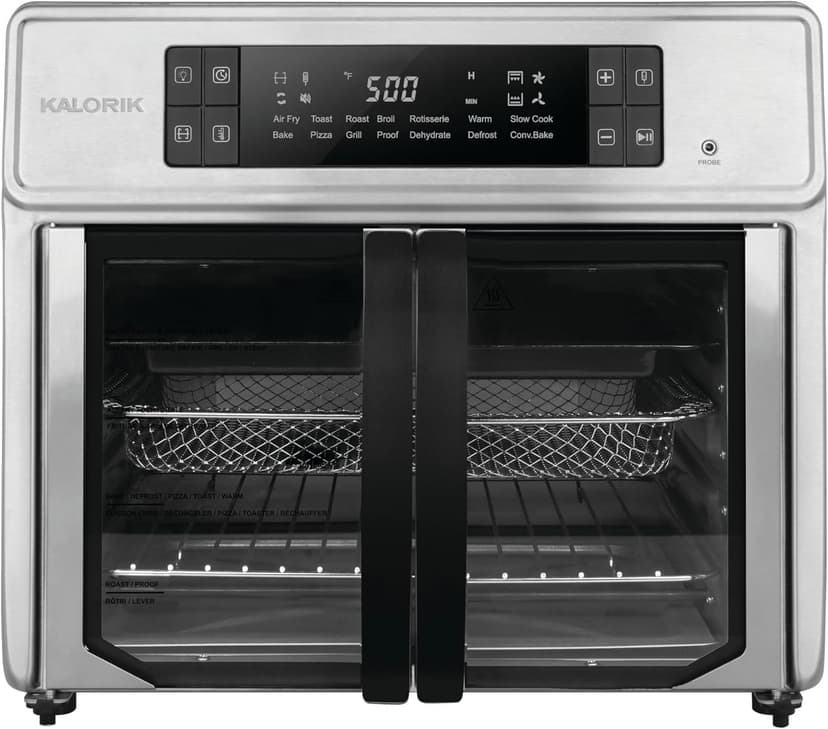 Kalorik Air Fryer Oven MAXX Advance Series 26-Quart with Digital Controls Easy-View Door and 14 Smart Cooking Presets, Includes 9 Cooking Accessories & Smart Probe, 1700-Watts, Black