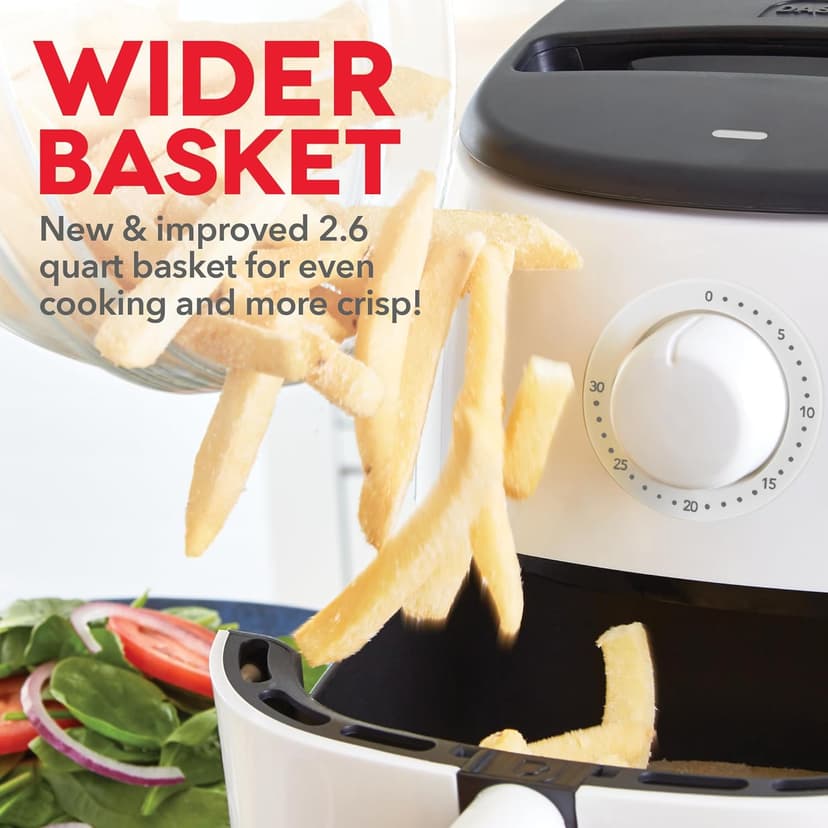 DASH Tasti-Crisp™ Express Air Fryer Oven, 2.6 Qt., White – Compact Air Fryer for Healthier Food in Minutes, Ideal for Small Spaces - Auto Shut Off, Analog, 1000-Watt