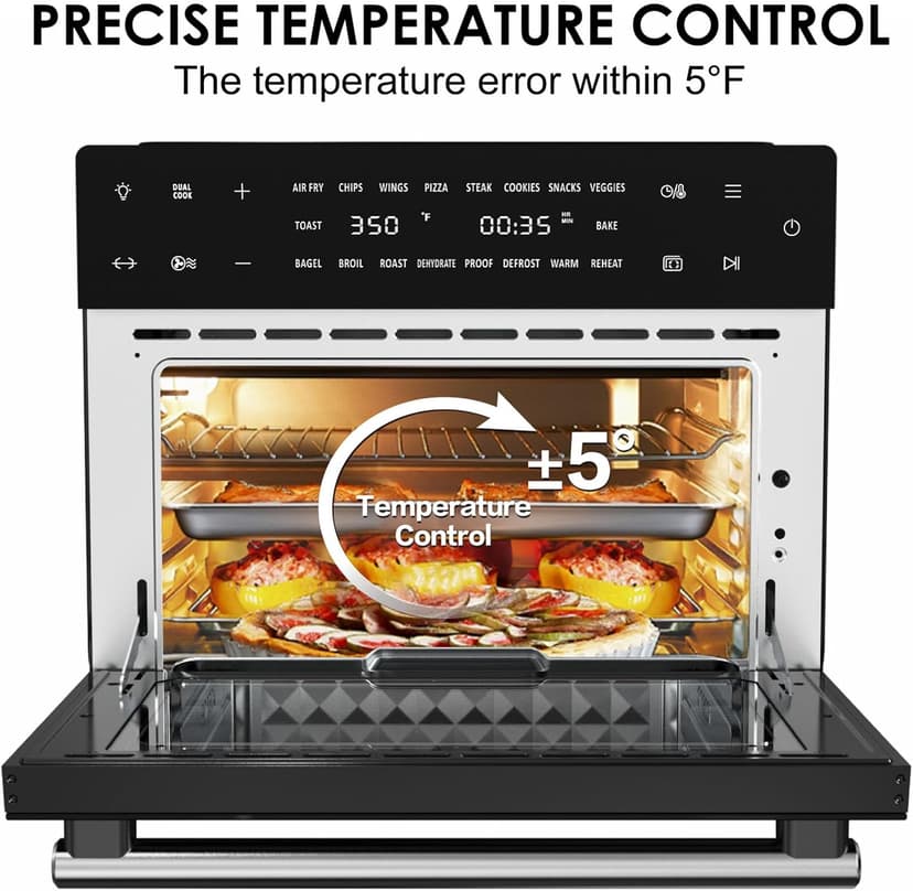 Kitchen in the box 32 QT Extra Large Toaster Oven Air Fryer Combo, 18-in-1 Convection Toaster Oven Countertop with Baking, Dehydrate and Rotisserie, 6 Accessories, 1800W