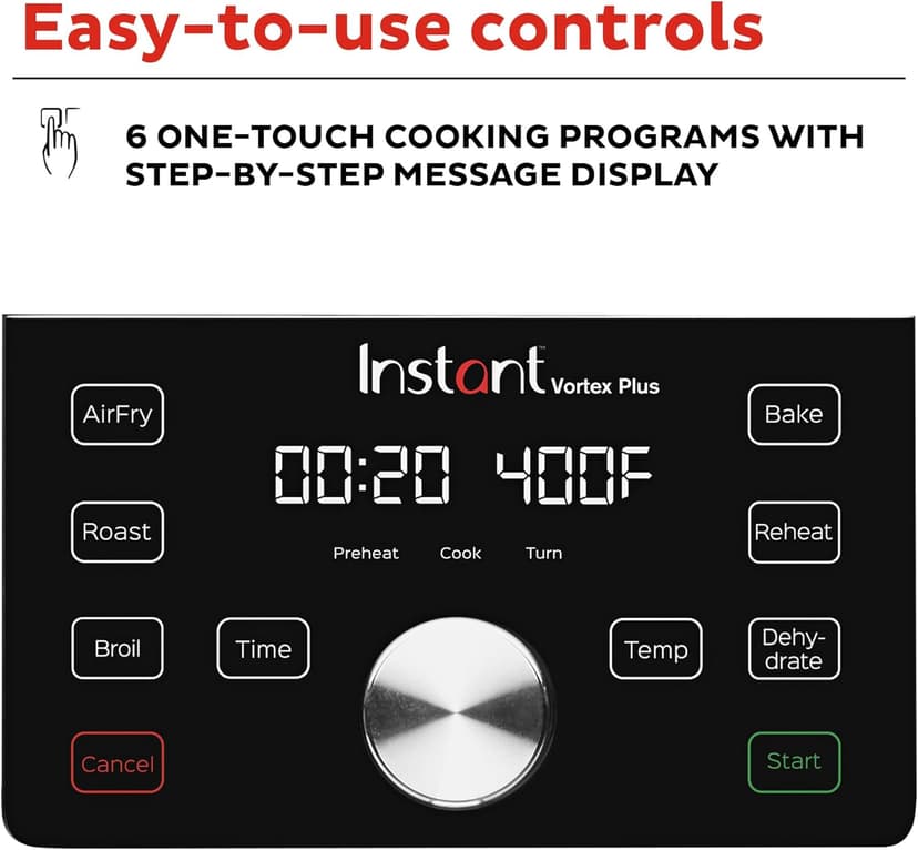 Instant Pot Vortex Plus 6QT XL Air Fryer, 6-in-1, Broils, Dehydrates, Crisps, Roasts, Reheats, Bakes for Quick Easy Meals, 100+ In-App Recipes, Dishwasher-Safe, from the Makers of Instant Pot, Black