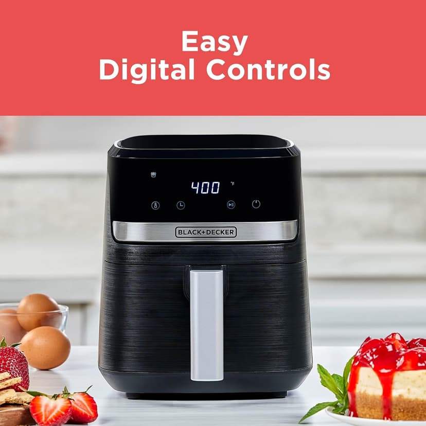 BLACK+DECKER Purifry 2QT Air Fryer, Crispy Deep Fried Taste without the Fat, Plus Bake, Dehydrate, and Keep Food Warm, Digital Touchscreen and Auto Shut-Off