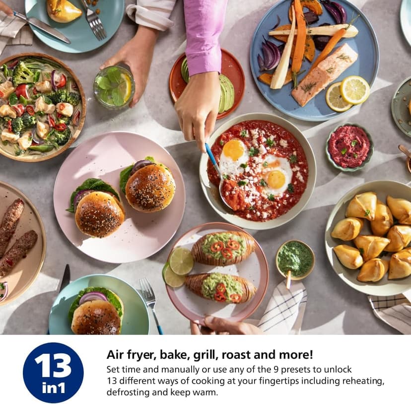 Philips 2000 Series Airfryer - 4.4 qt (4.2 l) Pan, 13 Cooking Functions, RapidAir Technology, Healthy Cooking with 90% Less Fat, Efficient & Fast (NA220/00)