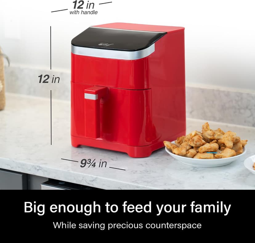 Deco Chef 5.8QT Air Fryer, 8-in-1 Smart Cooking Programs, Nonstick and Dishwasher-Safe Basket, Red