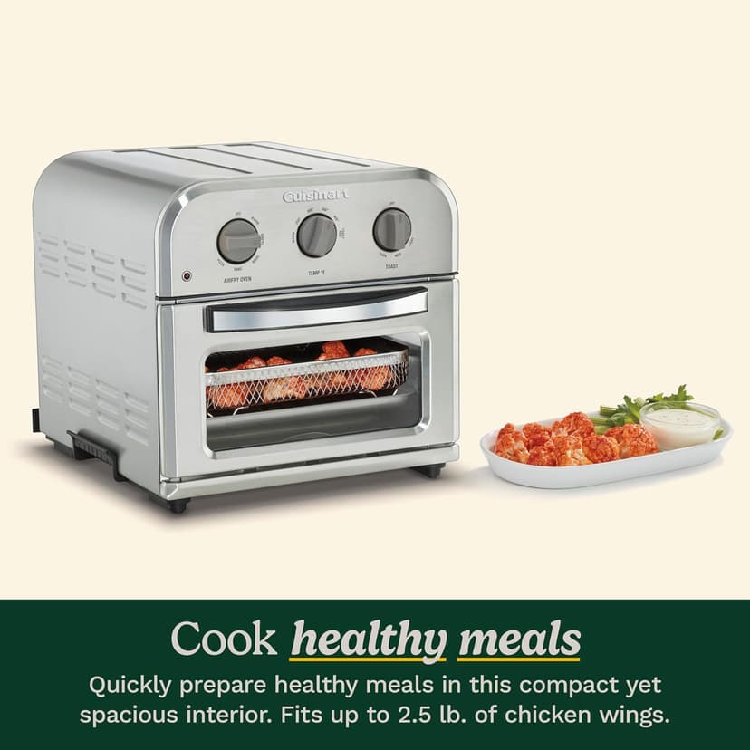 Cuisinart TOA-26 Compact Airfryer Toaster Oven, 1800-Watt Motor with 6-in-1 Functions and Wide Temperature Range, Air Fryer, Stainless Steel