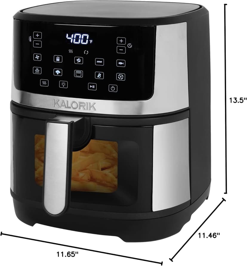 Kalorik 5 Quart Touchscreen Air Fryer with Window, Stainless Steel (FT 52328 SS)